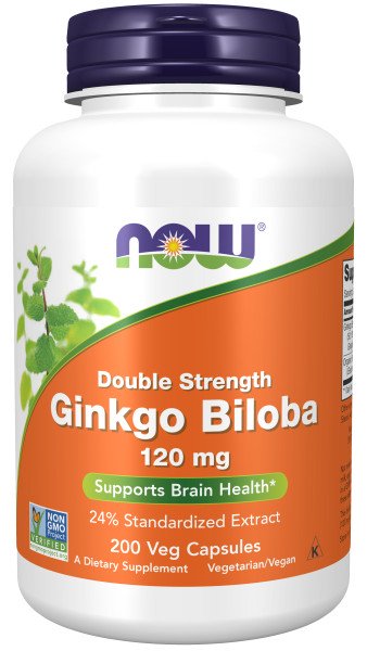 NOW Foods Ginkgo Biloba Double Strength, 120mg - 200 kapsulių
