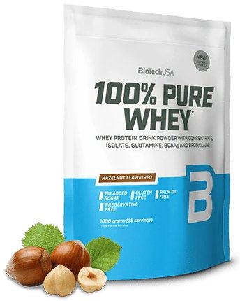 BioTechUSA 100% Pure Whey, Hazelnut - 1000 gramų