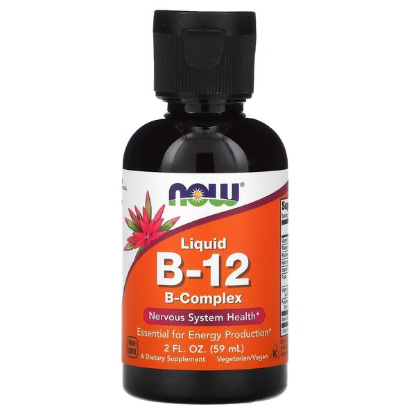 NOW Foods B-12 skystas papildas, nervų sistemai, 59 ml