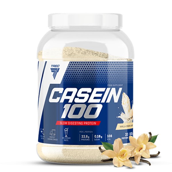 Trec Nutrition Casein 100, Vanilės - 600 g, baltymų papildas