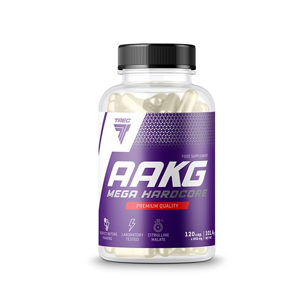 Trec Nutrition AAKG Mega Hardcore, Caps - 120 kapsulių, azoto oksido stiprintuvai