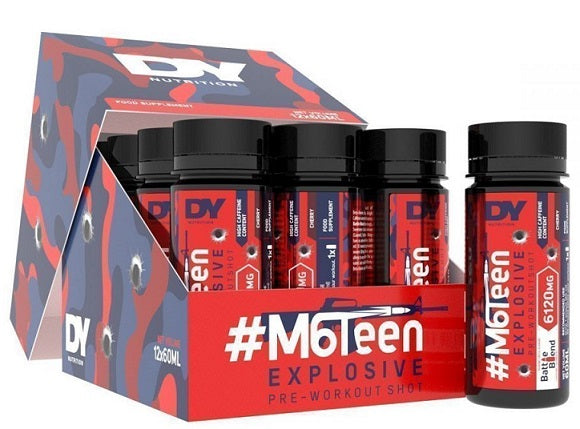 Dorian Yates #M6Teen Explosive Pre-Workout Shot, Cherry - 12 x 60ml, energijos papildas sportui