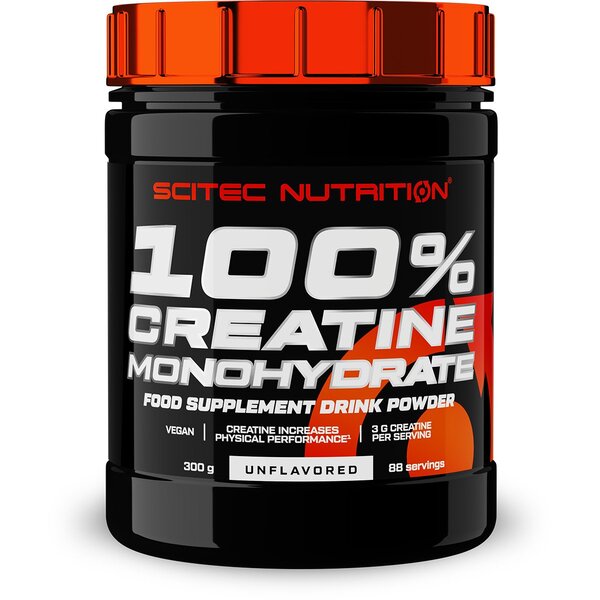 SciTec 100% Creatine Monohydrate, Unflavored - 300 gramų
