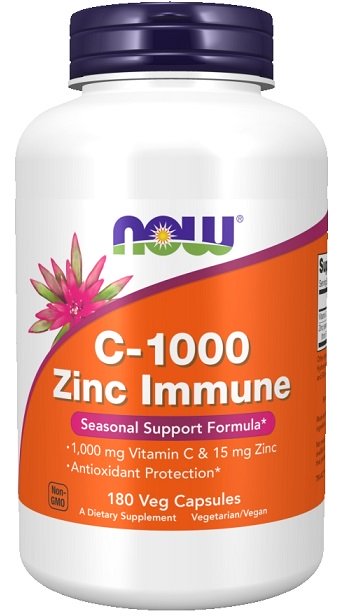 NOW Foods C-1000 Zinc Immune maisto papildas kapsulės