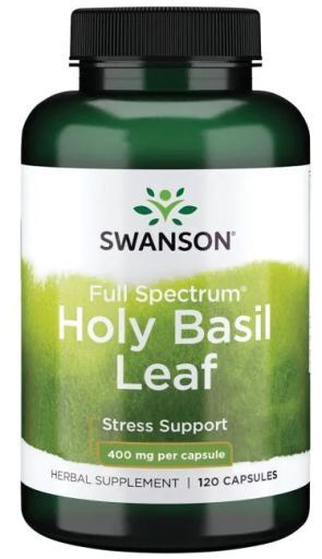 Swanson Holy Basil Leaf, 400mg - 120 kapsulių, sveikatos papildas
