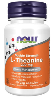 NOW Foods Double Strength L-Theanine, 200mg - 60 kapsulių