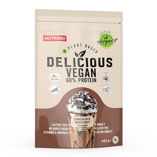 Nutrend vegan šokolado lazdyno riešutų baltymų papildas 450g