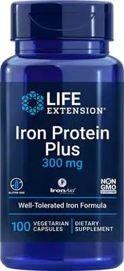 Geležies papildas Life Extension Iron Protein Plus, 300mg, 100 kapsulių