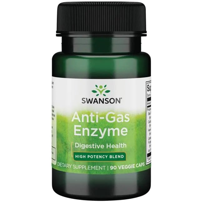 Swanson Anti-Gas Enzyme - 90 kapsulių, maisto papildas, virškinimo fermentai