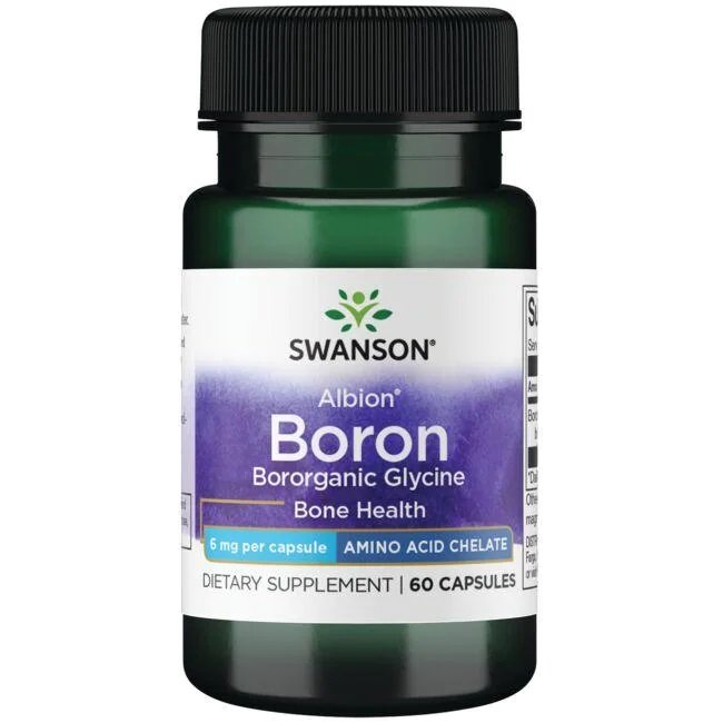 Swanson Albion Boron Bororganic Glycine, 6mg - 60 kapsulių