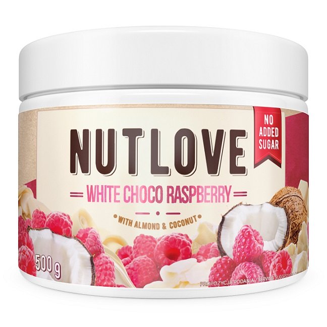 Allnutrition Nutlove, baltas šokoladas ir avietės