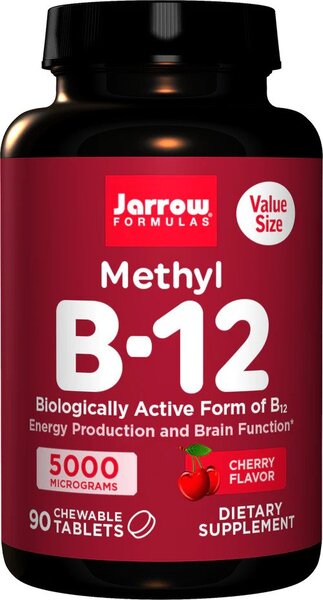 Jarrow Formulas Methyl B-12, 5000mcg, vyšnios skonis, kramtomos tabletės, maisto papildas