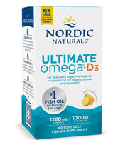 Nordic Naturals Omega-D3 žuvų aliejus, citrinos skonis, 60 kapsulių