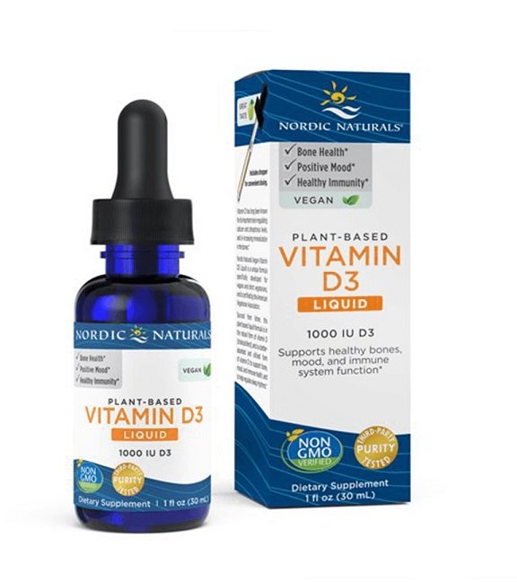Nordic Naturals plant-based vitamin D3 skystas papildas, 1000 IU, obuolių skonio, 30 ml