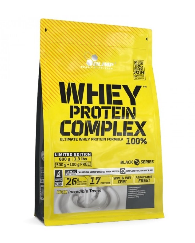 Olimp Whey Protein Complex 600g juoda ir geltona pakuotė
