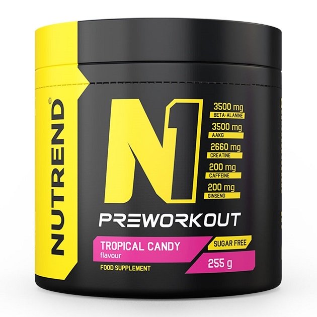 Nutrend N1 Pre-Workout, Tropical Candy - 255 g maisto papildas