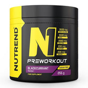 Nutrend N1 Pre-Workout, Blackcurrant - 255 g maisto papildas