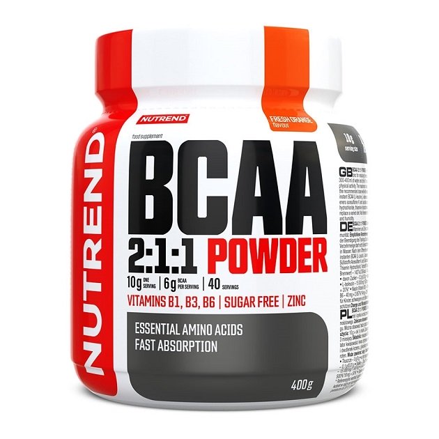Nutrend BCAA 2:1:1 milteliai, apelsinų skonio, sporto papildas