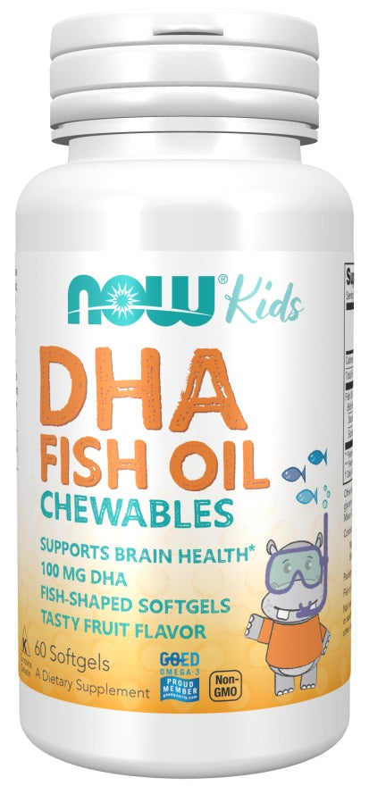 NOW Foods DHA Kids Fish Oil Chewables, 100mg - 60 kapsulių