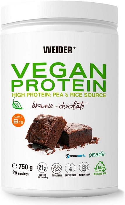 Vegan baltymai, šokoladinis brownies, maisto papildas