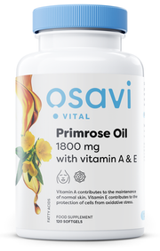 Osavi Primrose Oil with Vitamin A & E, 1800mg - 120 kapsulių