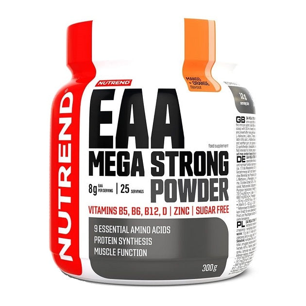 Nutrend EAA Mega Strong Powder, Mango + Orange, maisto papildas, sporto papildas