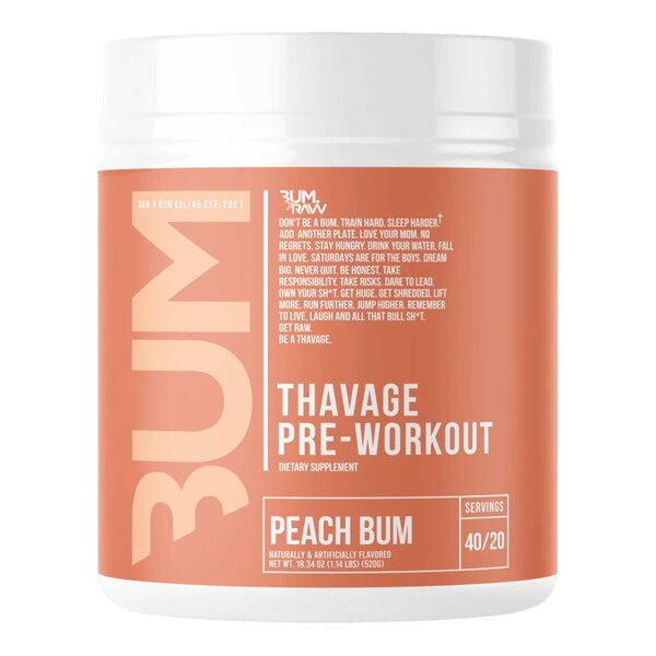 Raw Nutrition Thavage Pre-Workout Peach Bum - 520g maisto papildas sportui