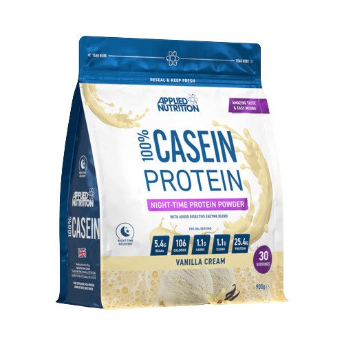 Applied Nutrition 100% Casein Protein, Vanilla Cream - 900 g maisto papildas