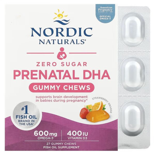 Prenatal DHA guminukai, be cukraus, vaisių skonio, sveikatos papildas