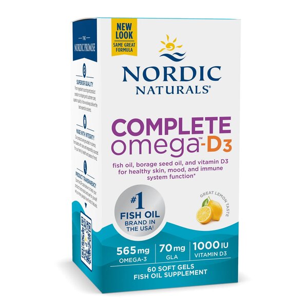 Nordic Naturals Complete Omega-D3, 565mg Lemon - 120 kapsulių