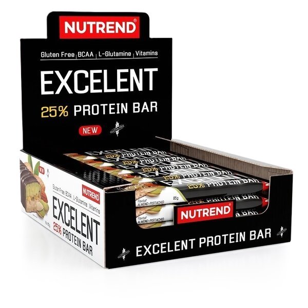 Nutrend Excelent 25% baltymų batonėlis, sūrus karamelė, 18 vnt., sporto papildas