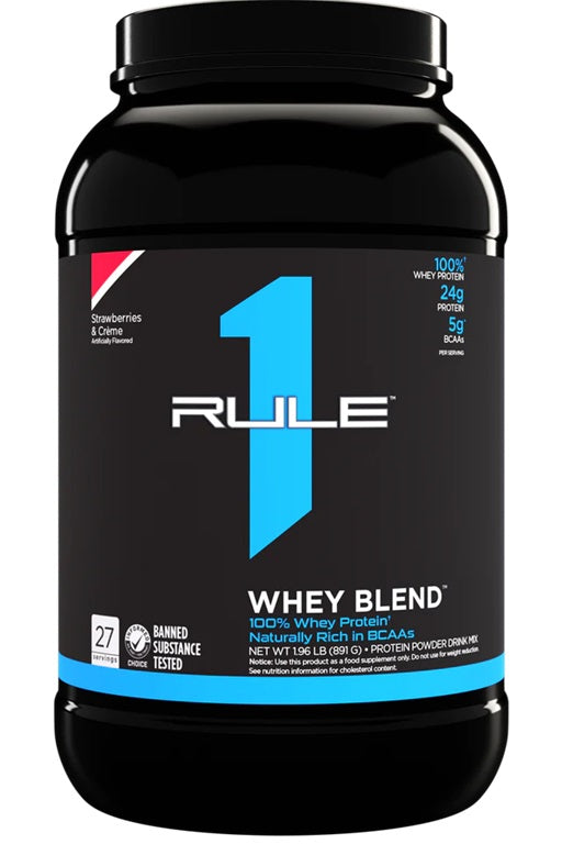 Rule One R1 Whey Blend, Braškių ir Grietinėlės, baltymų milteliai, sporto papildas
