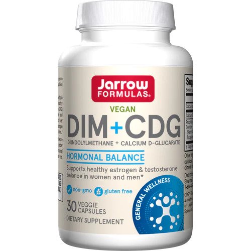 Jarrow Formulas DIM + CDG - 30 kapsulių, veganų maisto papildas, hormonų pusiausvyrai