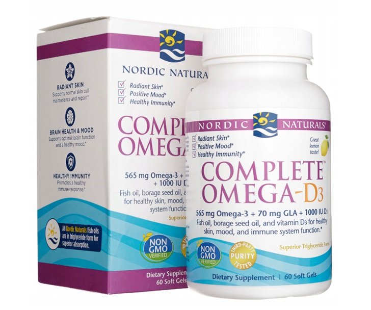 Nordic Naturals Omega-D3 kapsulės, citrinos skonis, maisto papildas