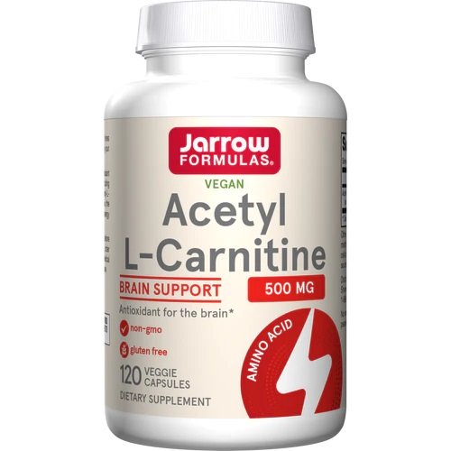 Jarrow Formulas Acetyl L-Carnitine, 500mg - 120 kapsulių, maisto papildas, riebalų degintojai
