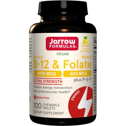 Jarrow Formulas Methyl B-12 ir Methyl Folate, Lemon - 100 kramtomos tabletės