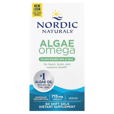 Nordic Naturals Algae Omega, 715mg Omega 3, maisto papildas