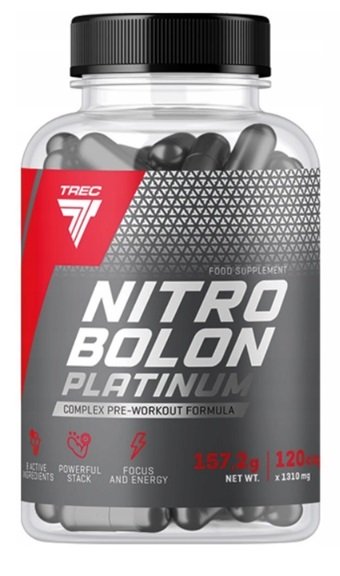 Trec Nutrition NitroBolon Platinum - 120 kapsulių, sporto papildas, prieš treniruotę