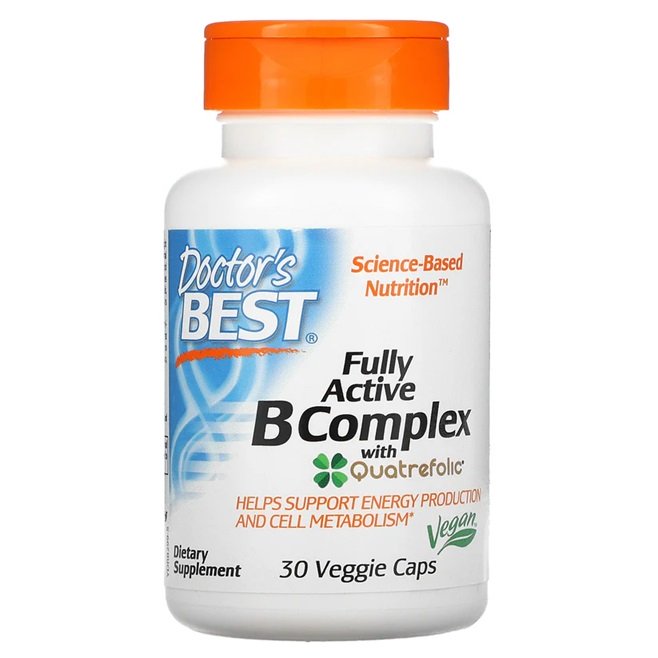 Doctor's Best Fully Active B-Complex with Quatrefolic - 30 kapsulių