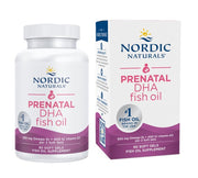 Nordic Naturals Prenatal DHA, 830mg Omega-3 + 400 IU D3 kapsulės ir dėžutė