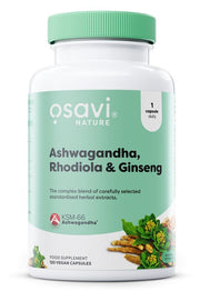 Osavi Ashwagandha + Rhodiola & Ginseng - 120 kapsulių
