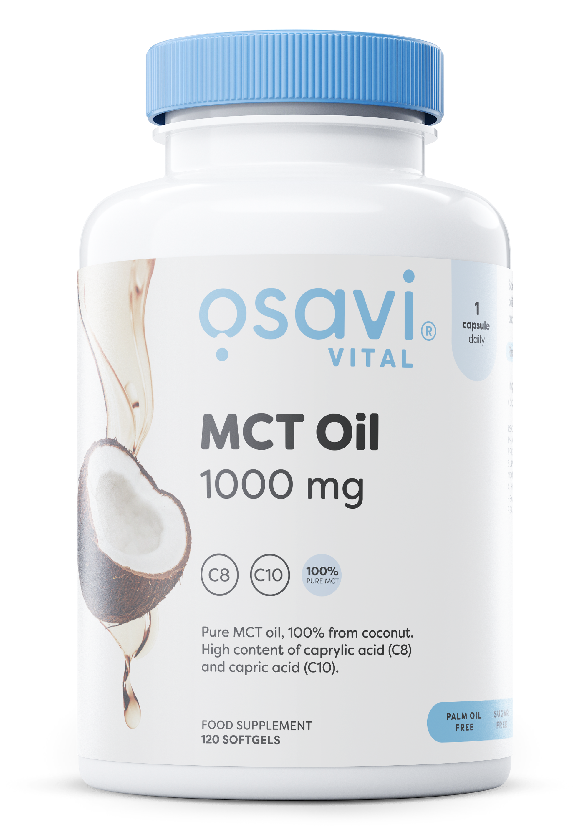 Osavi MCT Oil, 1000mg - 120 kapsulių, maisto papildas, geriamieji aliejai