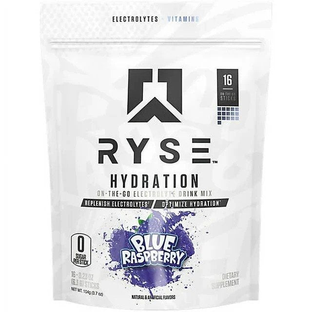 RYSE Hydration Sticks, Mėlyna avietė, elektrolitai, hidratacija
