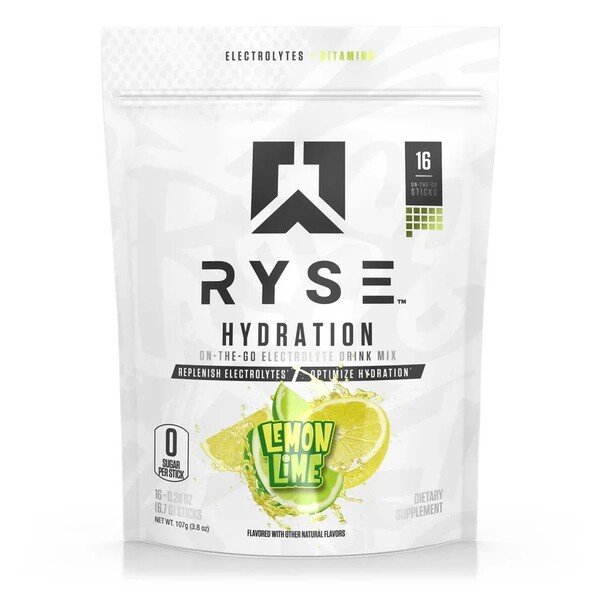 RYSE Hydration Sticks, Lemon Lime - 16 x 6.7g elektrolitų gėrimas