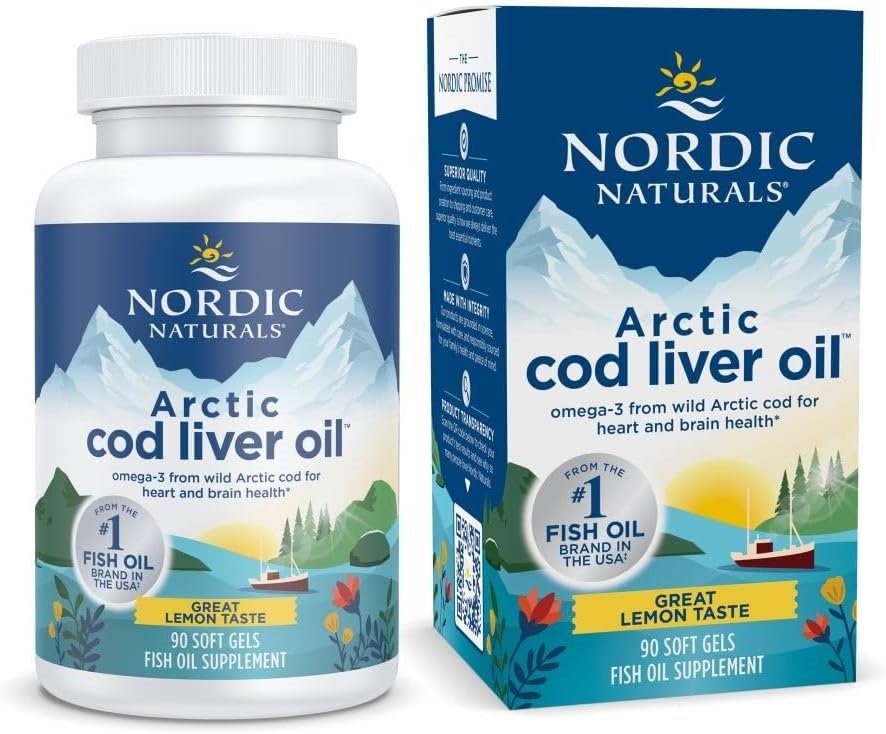 Nordic Naturals Arctic Cod Liver Oil, 750mg Lemon - 90 kapsulių, žuvų taukų papildas