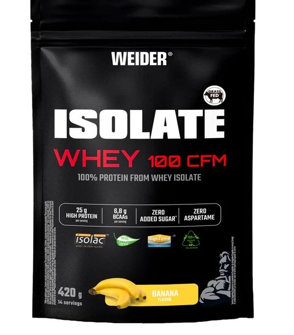 Weider Isolate Whey 100 CFM, Banana - 420 g maisto papildas