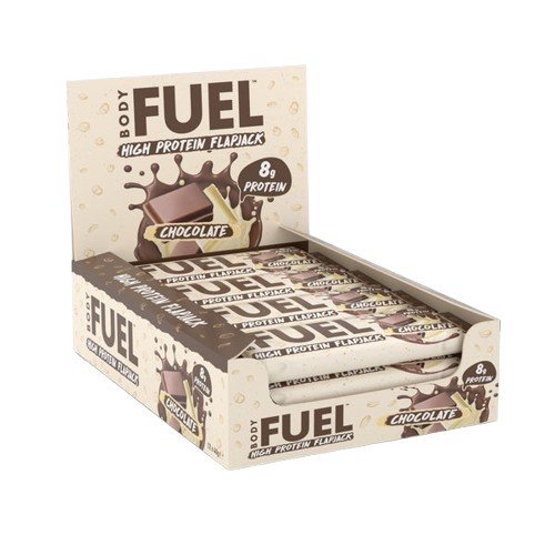 Maisto papildas Bodyfuel Flapjack, šokoladas, 12 vnt., sporto užkandis