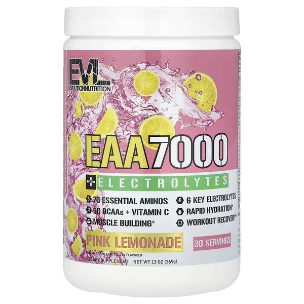 EVLution Nutrition EAA 7000 + Electrolytes, Pink Lemonade - 369 g maisto papildas