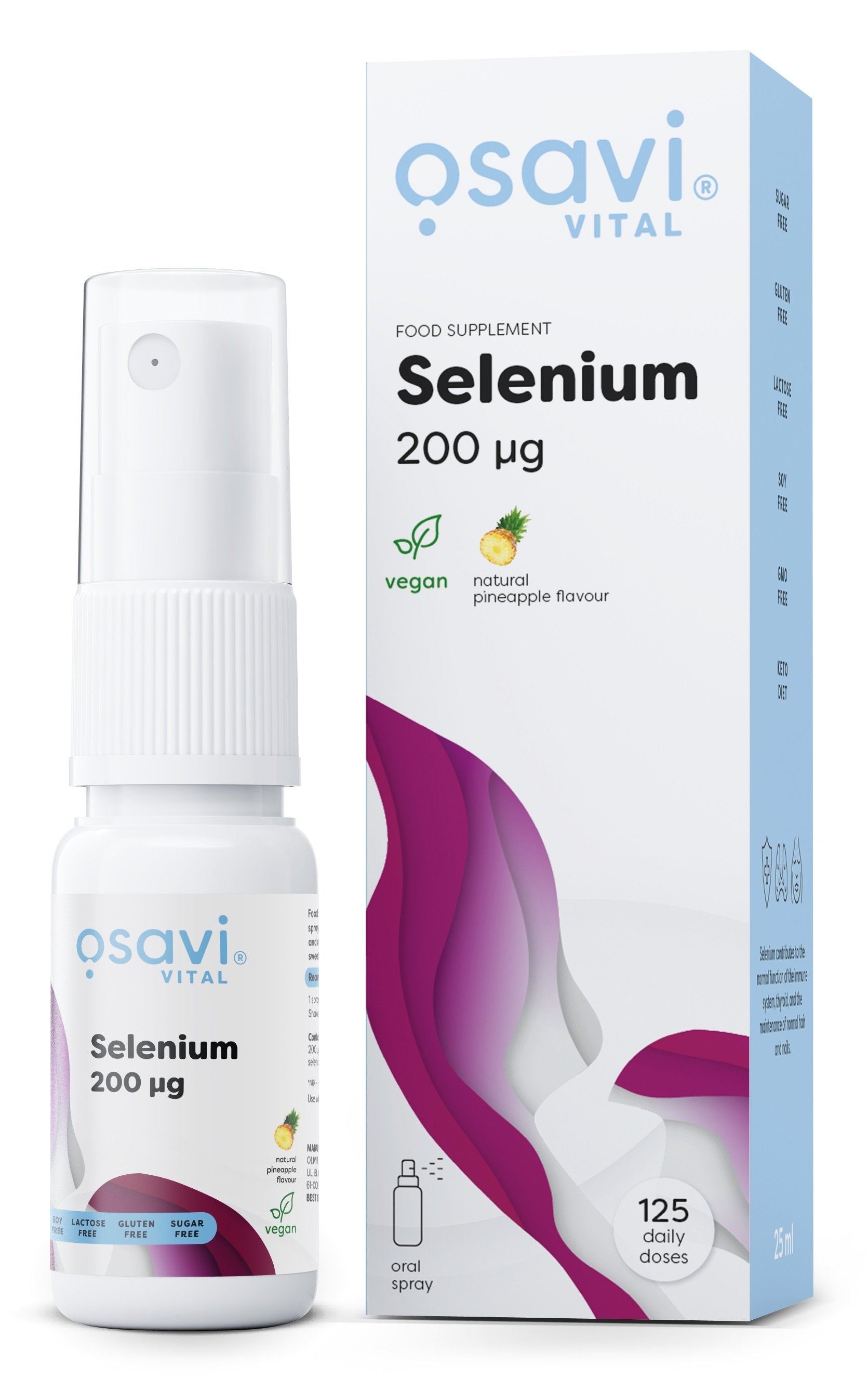 Osavi Selenium burnos purškalas, 200mcg, ananas skonis, 25 ml