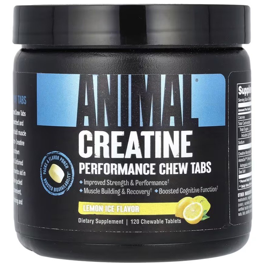 Animal Creatine Chews, Lemon Ice (EAN 039442005182) - 120 chewable tablets